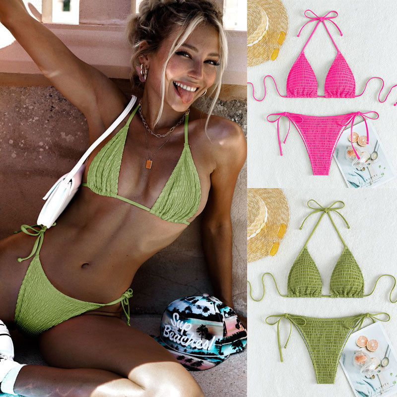Stylish Lace-Up Neck Bikini Swimsuit for Women
