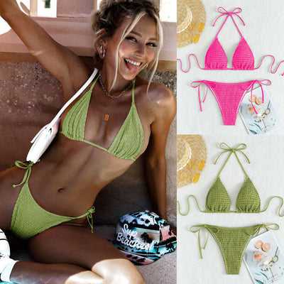 Stylish Lace-Up Neck Bikini Swimsuit for Women