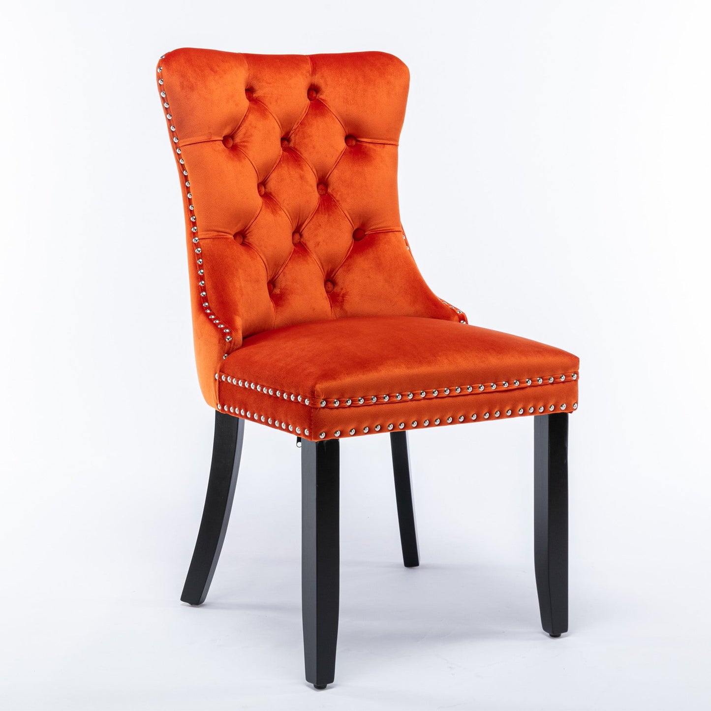 Premium Velvet Upholstered Dining Chair Set - Orange