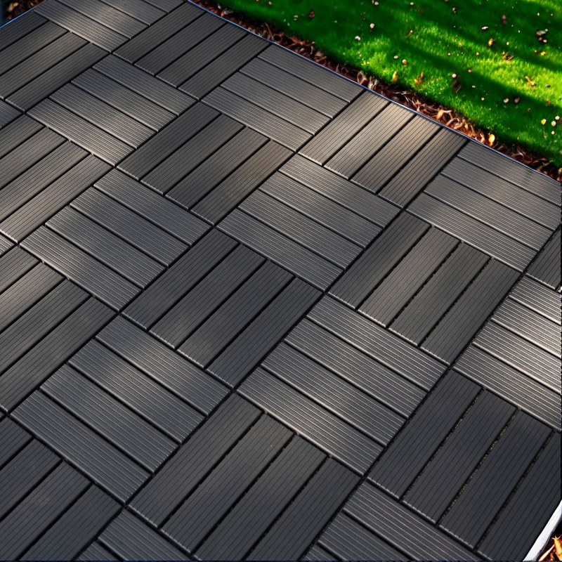 44 pieces of 12x12 square waterproof outdoor terrace tiles - interlocked, all-weather, anti slip, easy to assemble - Korvel