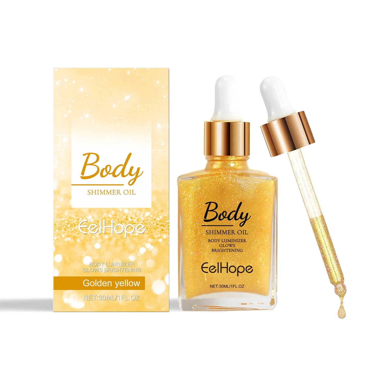 Body Glitter Oil, Facial Body Liquid Highlighter Moisturizer Easy To Apply Party Focus Brightening - Korvel