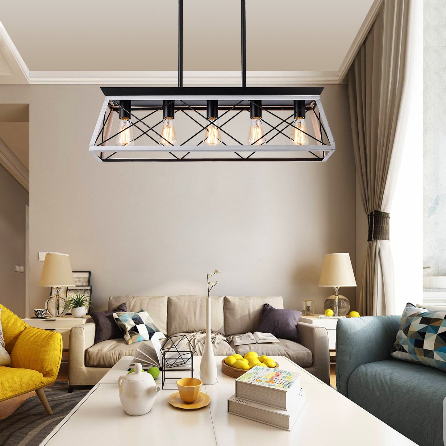 5-Light Farmhouse Chandeliers For Dining Room (No Bulbs) - Korvel