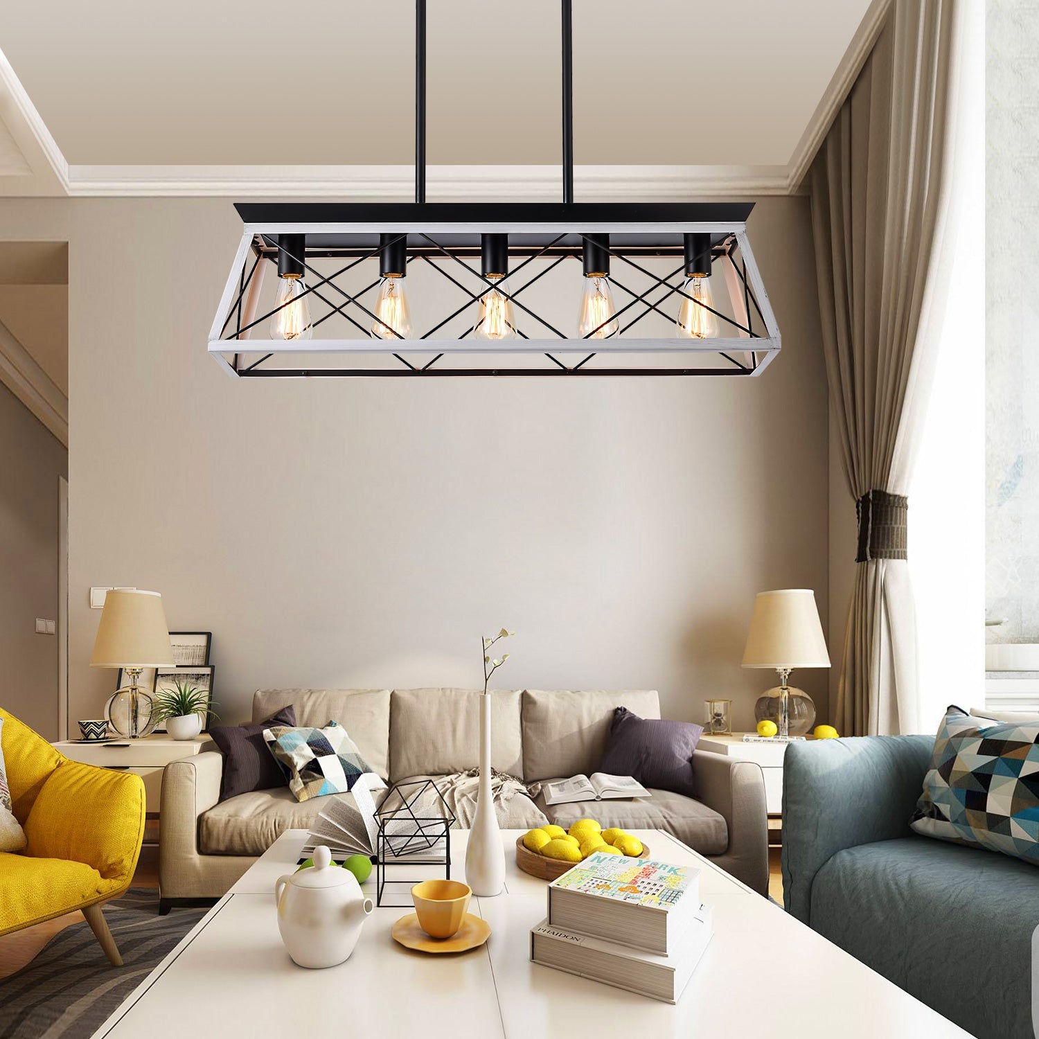 5-Light Farmhouse Chandeliers For Dining Room (No Bulbs) - Korvel
