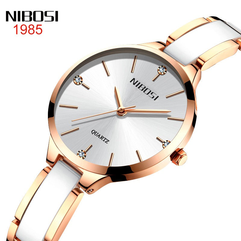 NIBOSI Luxury Ceramic Bracelet Watches Ladies Creative Quartz Watch For Women Female Clock Relogio Feminino Montre Femme 2330 - Korvel