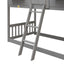Twin over Twin House Bunk Bed with Roof , Window, Window Box, Door , with Safety Guardrails and Ladder, Grey - Korvel