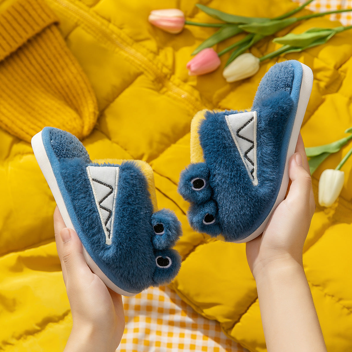 Children's Cotton Slippers Winter Korean Cartoon Home Warm Cotton Slippers Home Furry Cute Multicolor Slippers - Korvel