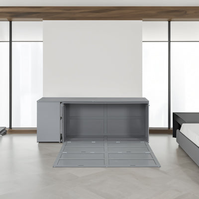 Queen Size Murphy Bed with Rotable Desk  Gray - Korvel
