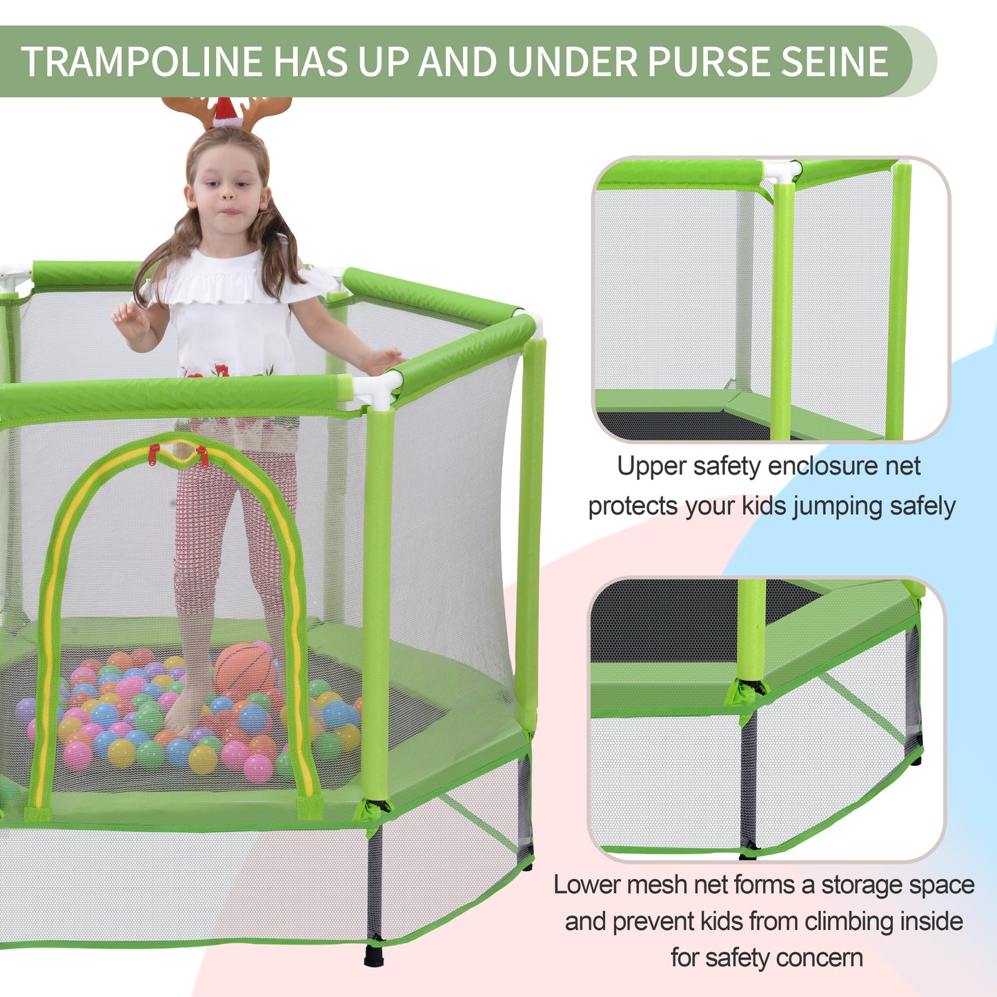Trampolín para Niños de 55'' con Red de Seguridad - Diversión Interior/Exterior