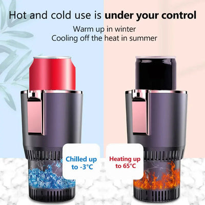 2 In1 Car Heating Cooling Cup 12V Smart Car Cup Holder Digital Temperature Display Drink Cup Warmer Cooler Mini Car Refrigerator - Korvel