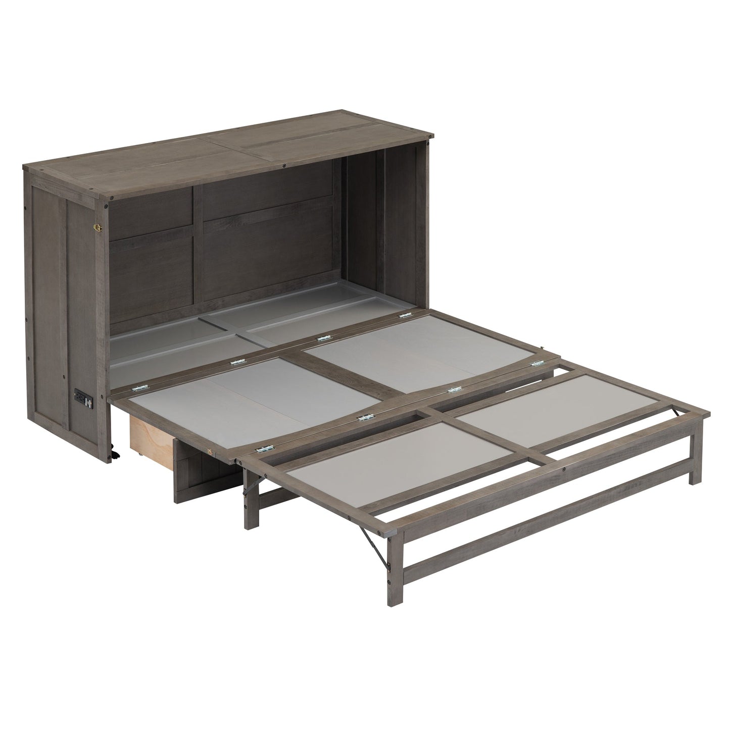 Queen Size Murphy Bed with Built-In Charging Station  Antique Grey - Korvel
