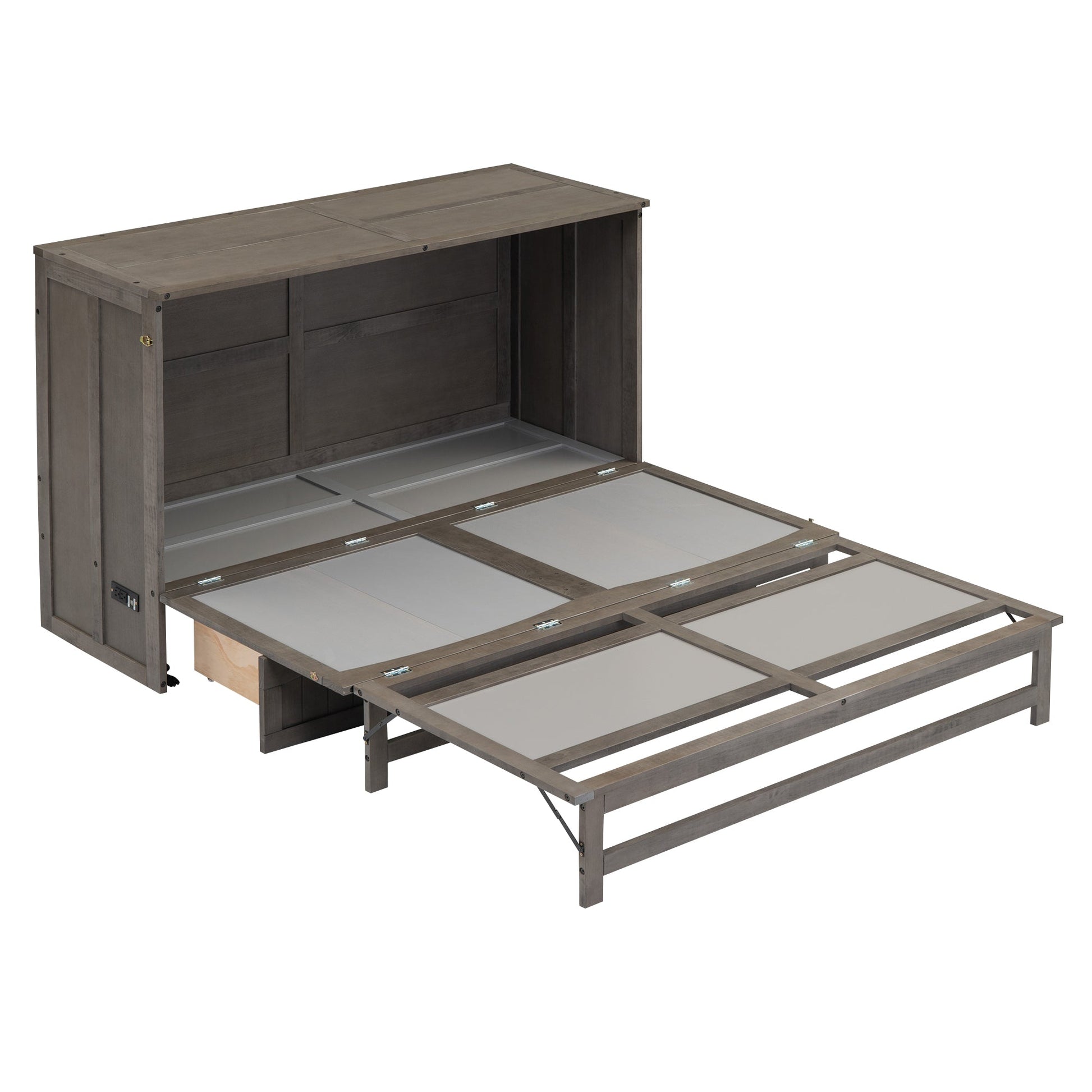 Queen Size Murphy Bed with Built-In Charging Station  Antique Grey - Korvel