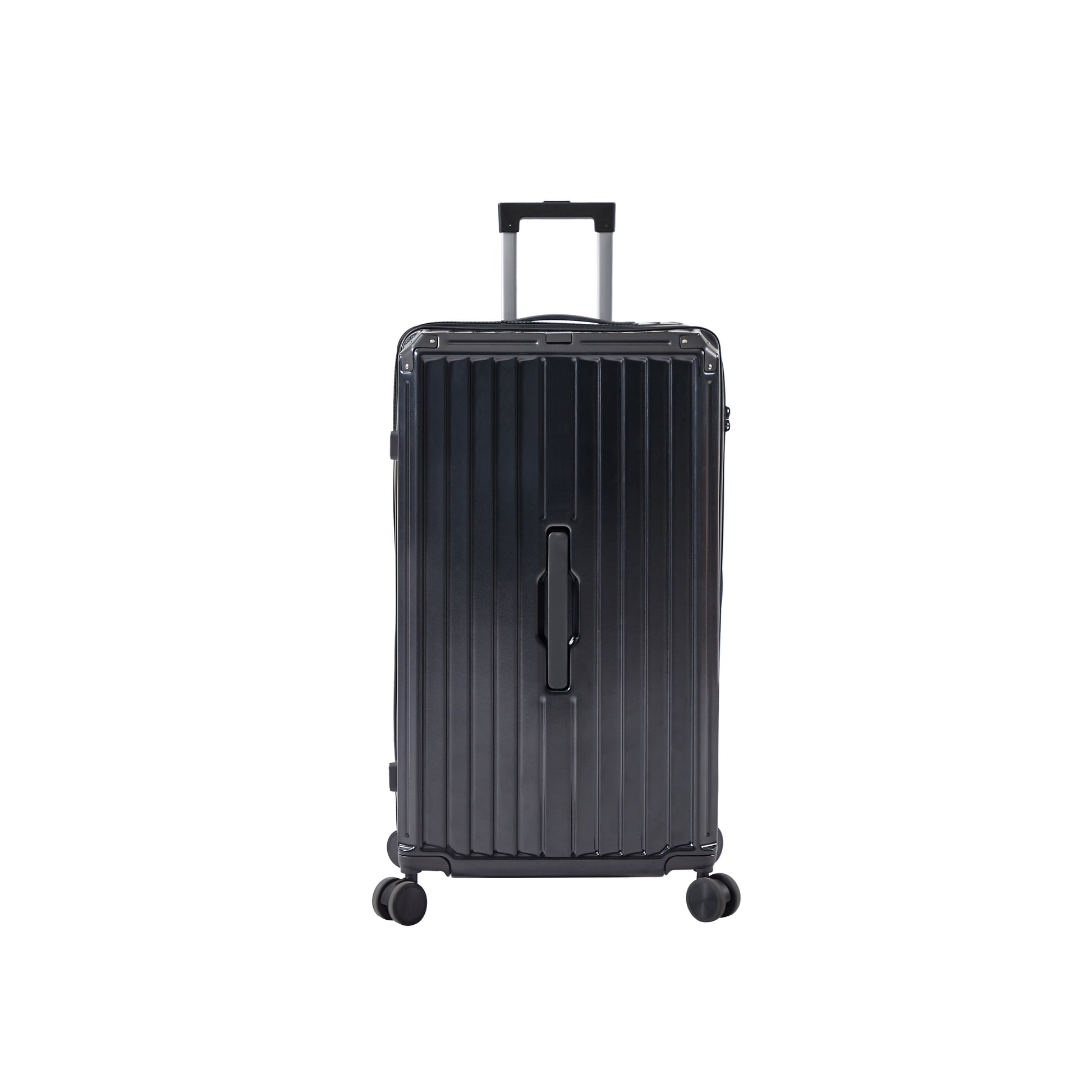 Luggage Set 4 pcs (20"/24"/29"/Travel Bag), PC+ABS Durable Lightweight Luggage with Collapsible Cup Holder TSA Lock, Black - Korvel