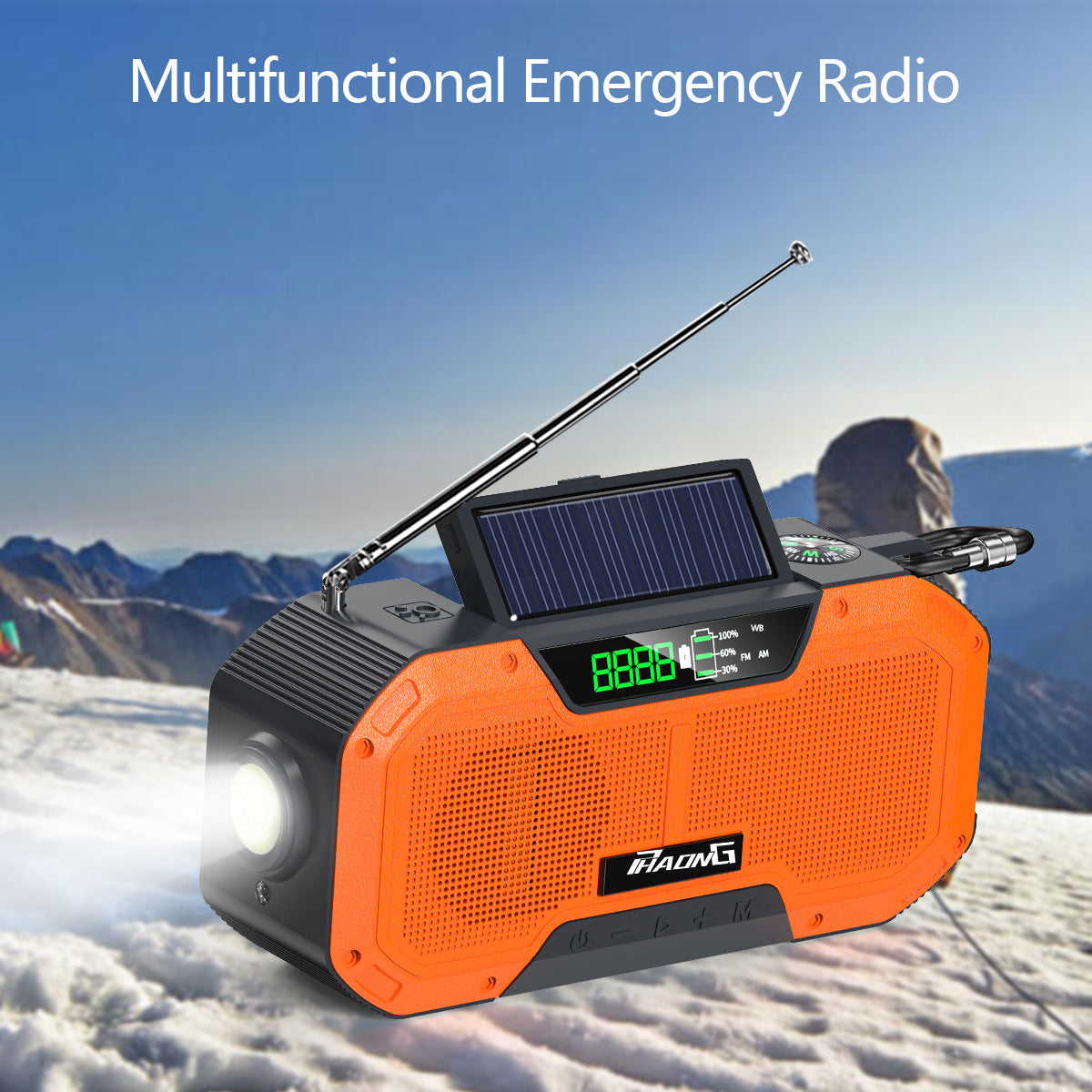 Radio de Emergencia Premium para Exterior con Bluetooth y Carga Solar