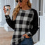Plaid Round Neck Long Sleeve T-Shirt - Korvel