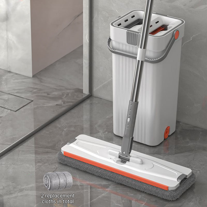 A 33cm Home Floor Cleaning Set: Hand Free Flat Mop & Bucket, 360° Rotating, Washable Microfiber, Lazy Cleaning Tool. - Korvel