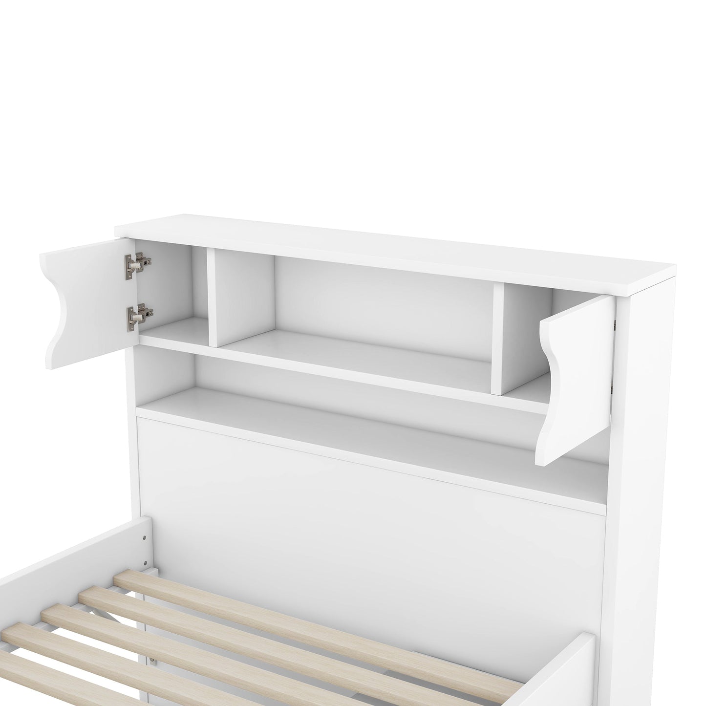 Cama plataforma tamaño twin Captain con almacenamiento en blanco