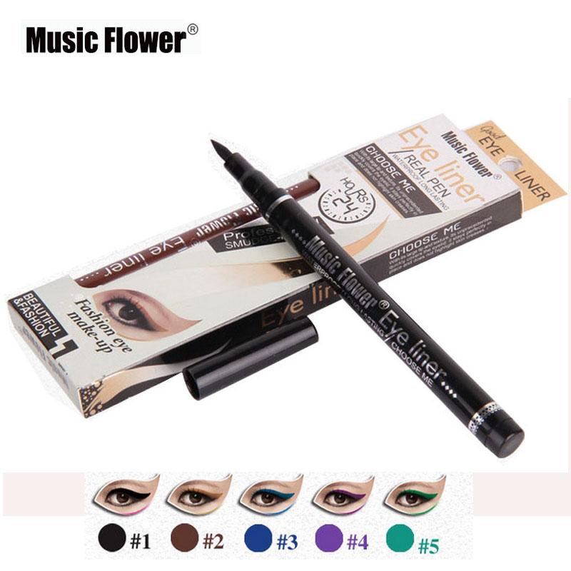 Music Flower New Makeup Cosmetic Black Eyeliner Waterproof Eye Liner Pencil Shadow KAJAL Gel Eyeliner Make up Smokey Eye - Korvel