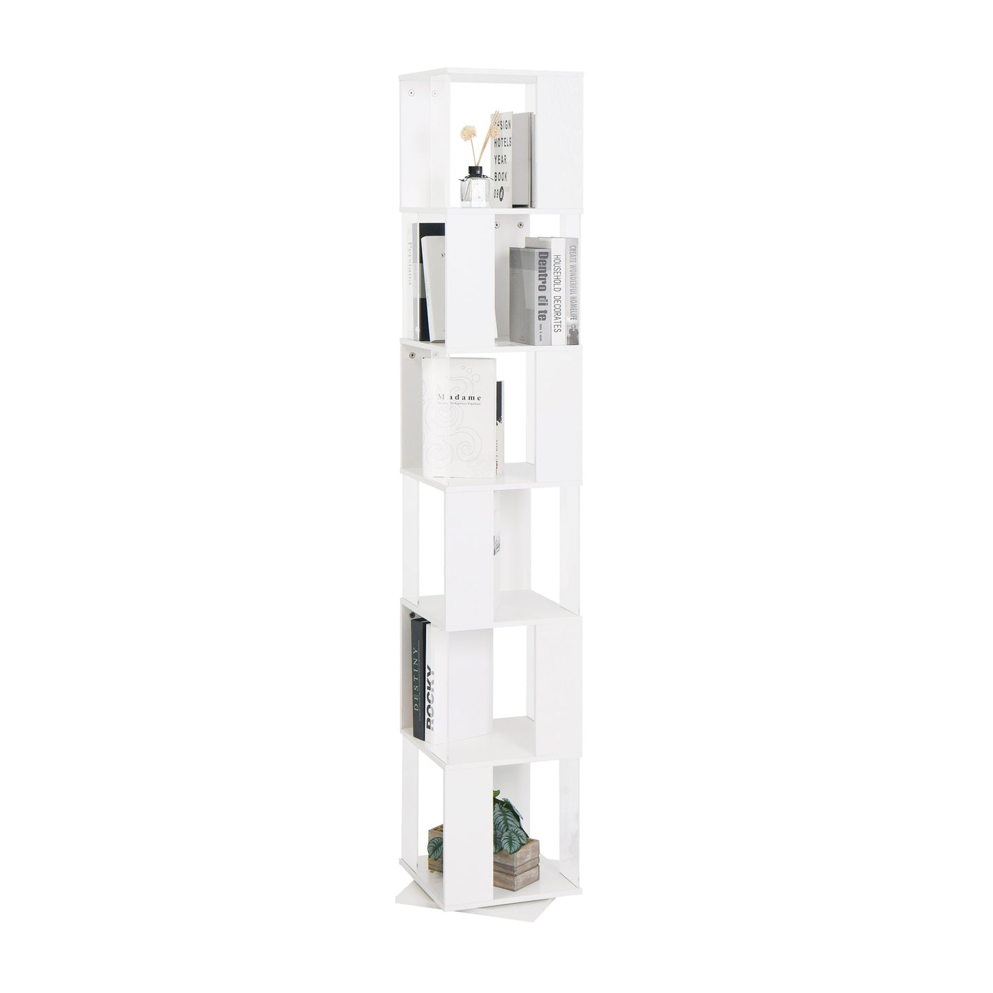 6-Layer Rotating Acrylic Bookshelf for Creative Spaces
