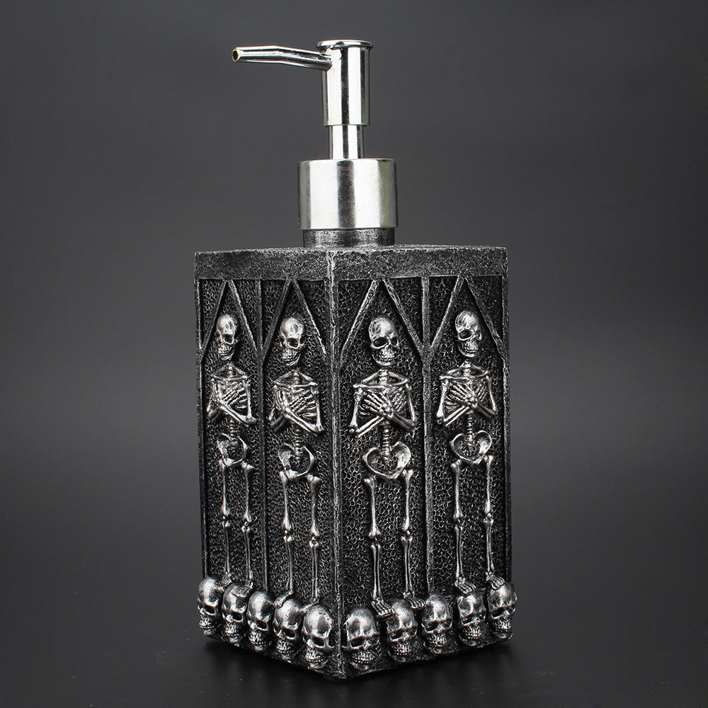 Creative home square bathroom hand sanitizer bottle decoration with a multi sided skull liquid bottle in the underground cave - Korvel