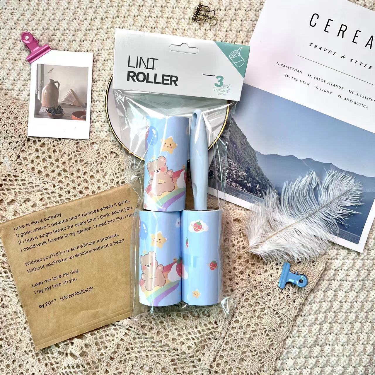 Cartoon pattern lint remover lint roller dust removal paper tearable clothing lint remover - Korvel