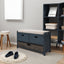 TREXM Storage Bench with Removable Basket and 2 Drawers, Fully Assembled Shoe Bench with Removable Cushion (Navy) - Korvel