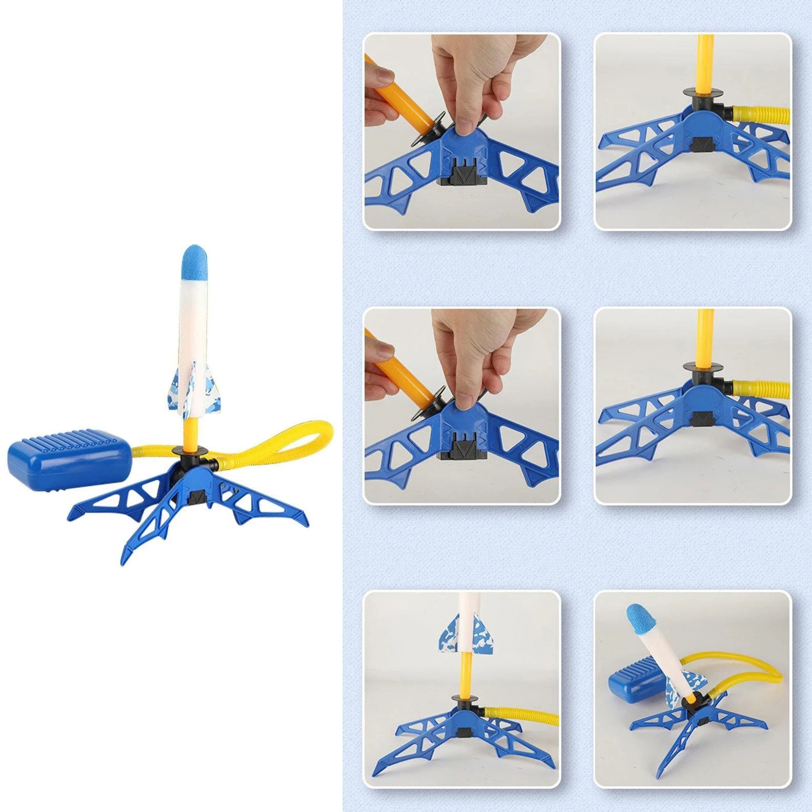 Children's Foot Plastic Rocket Launcher Pressure Air Outdoor Science Educational Toy Multiplayer Game Toy For Gift 3 Rocket - Korvel