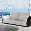 GO 51.9" 2-Person Hanging Seat, Rattan Woven Swing Chair, Porch Swing With Ropes, Black Wicker And White Cushion - Korvel