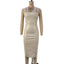 Women's Solid Color PU Leather Sexy Strapless Waist-Cinching Bodycon Dress - Korvel