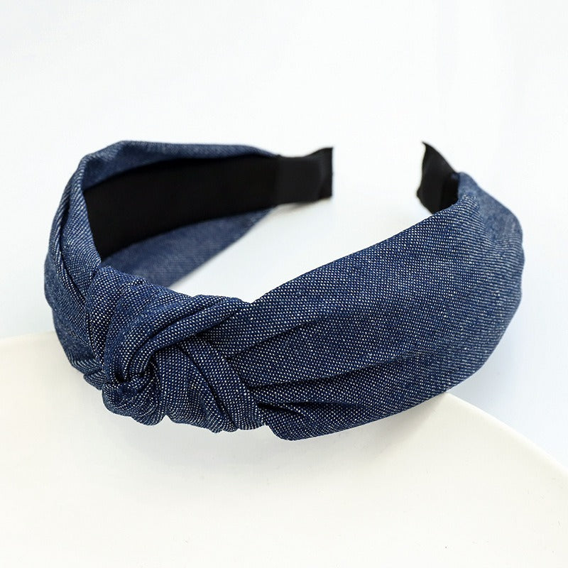 Bandeau en tissu denim noué à la mode pour filles