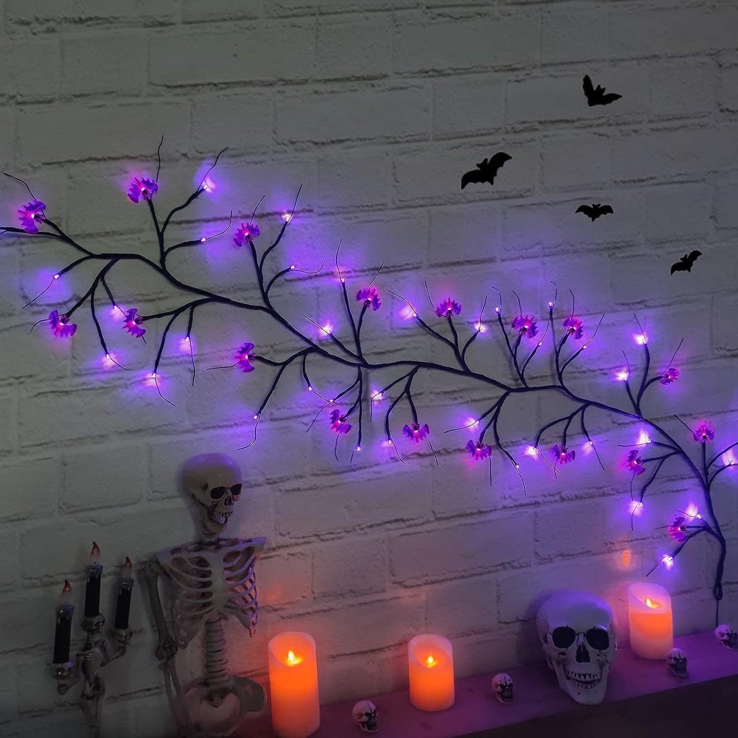 Outdoor Waterproof LED Halloween Decorative Light Rattan Spider Bat Tree Branch Light Party Atmosphere Ghost Festival Chopsticks - Korvel