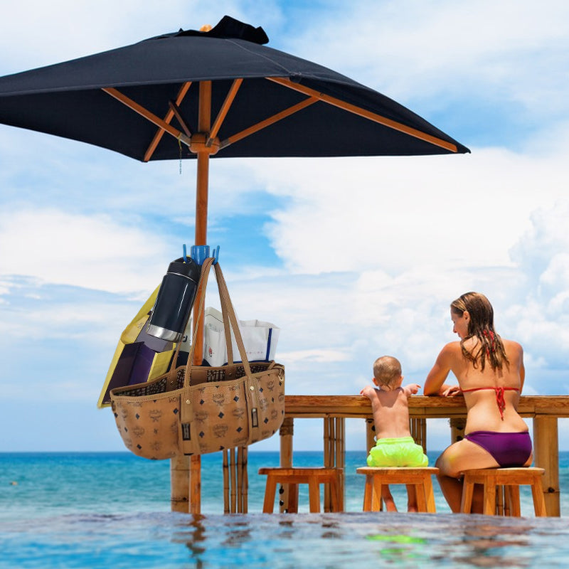 Portable Beach Umbrella Hook: 4-prong, universal for hats, bags, clothes; fits camping/beach umbrellas. - Korvel