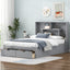 Full Size Platform Bed with Storage Headboard and 2 Drawers, Gray - Korvel