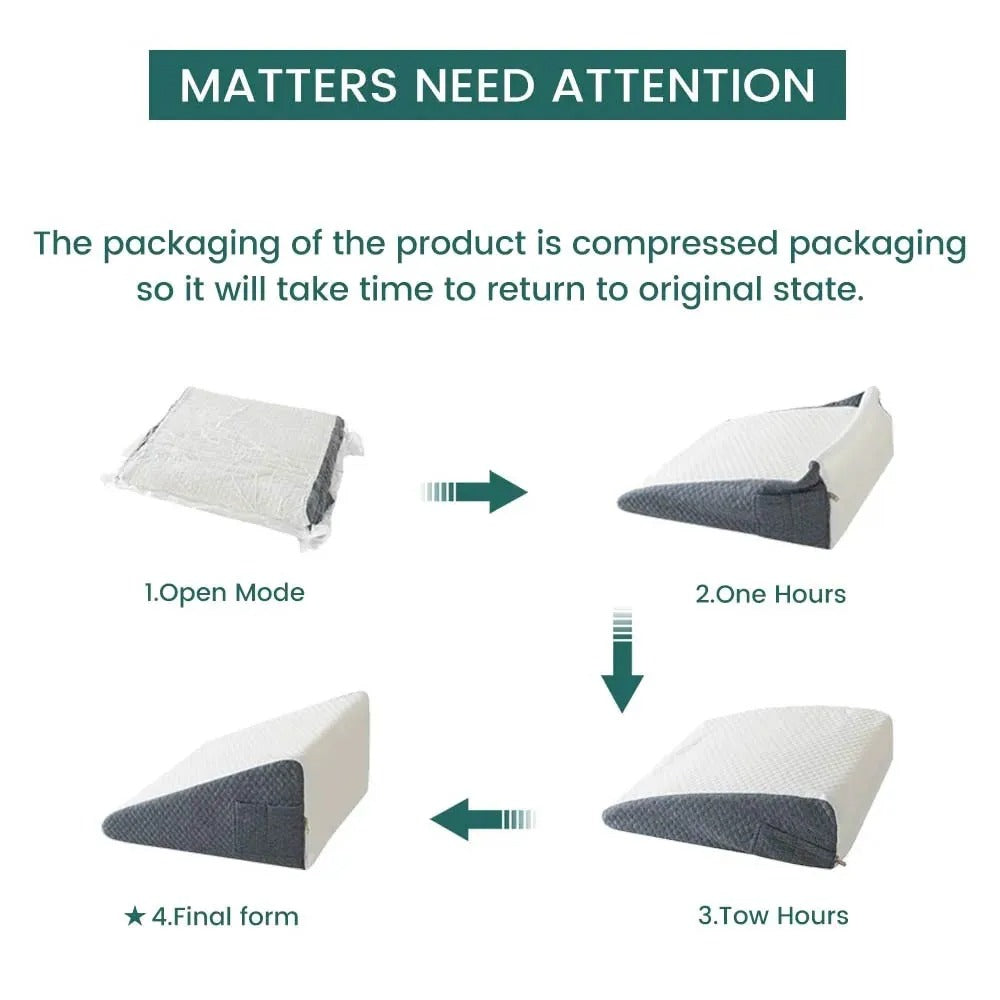 Triangle sponge cushion, headboard pillow, elderly care sofa backrest cushion, waist protection, half lying, half lying, sloping pillow - Korvel