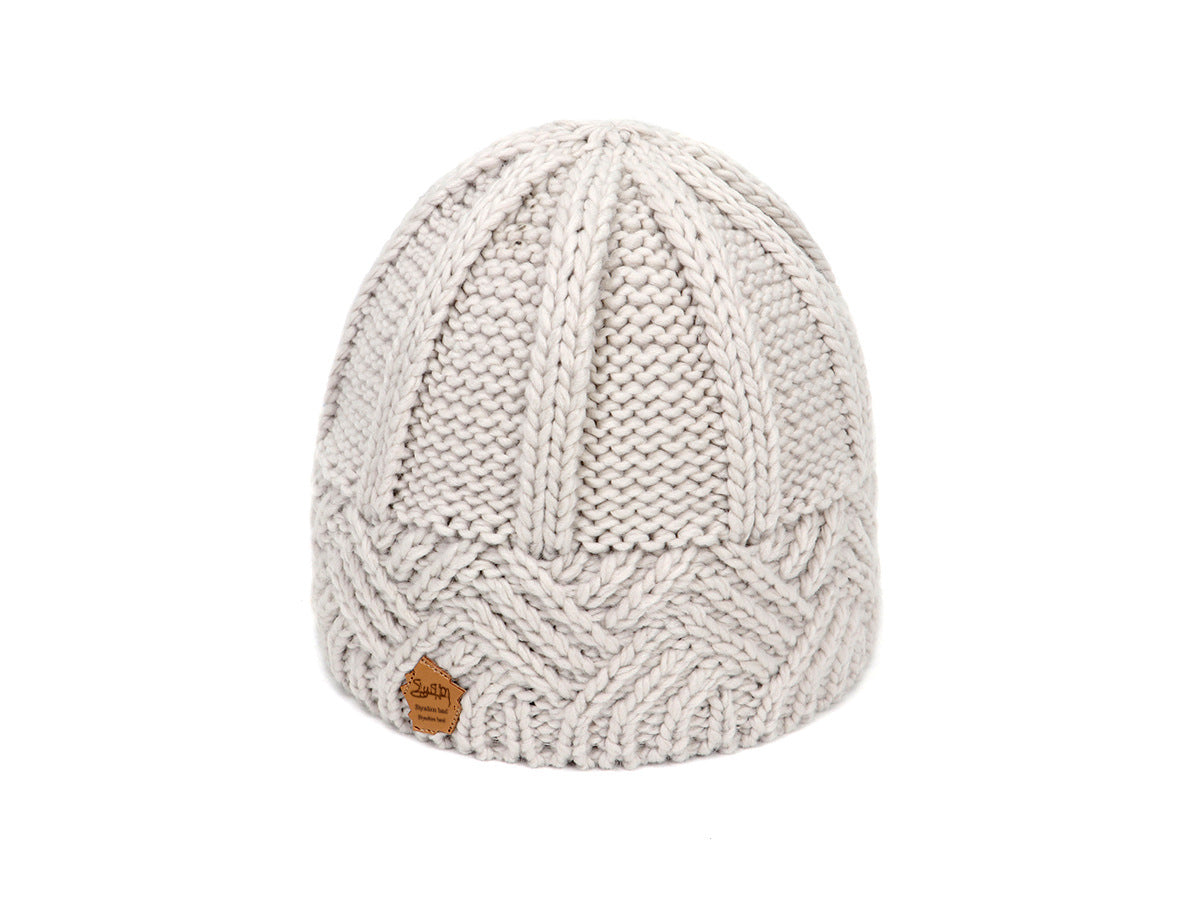 European and American retro style diamond grid coarse needle knitted hat for men and women, fashionable autumn and winter knitted hat - Korvel