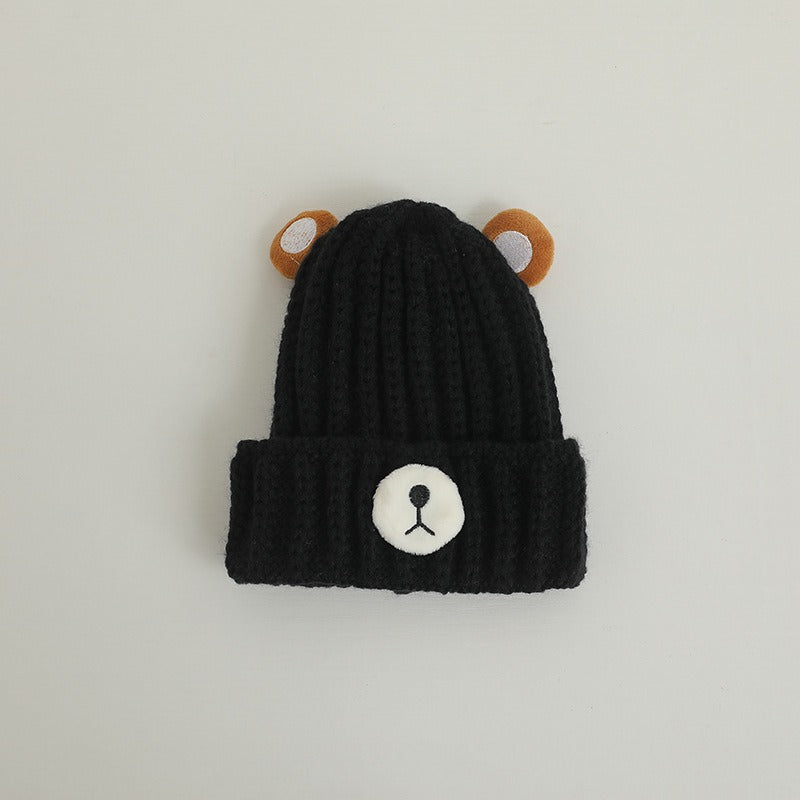 Autumn and winter children warm knitted hat cute bear candy color woolen hat Korean male and female baby warm hat trend - Korvel