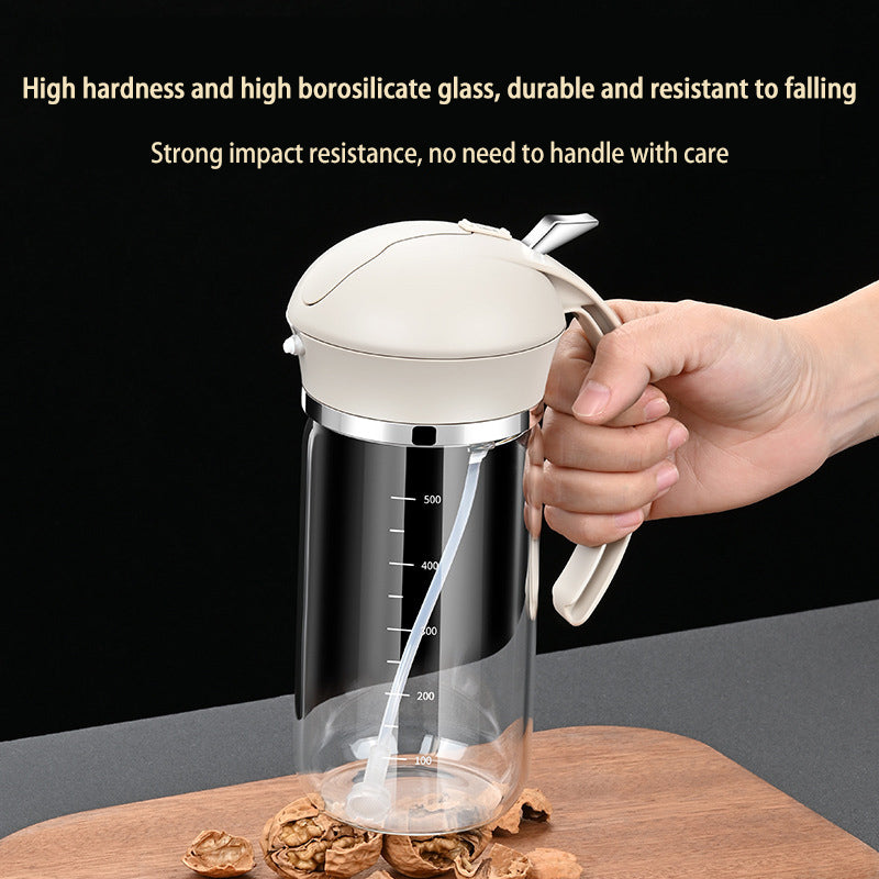 Food Grade Oil Pot Dual Use Glass Oil Spray Bottle Household Spray Sesame Oil Bottle Automatic Opening and Closing - Korvel