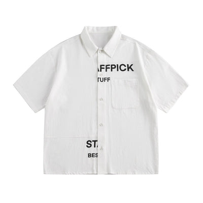 Men's Alphabet Print Short Sleeve Casual Shirt