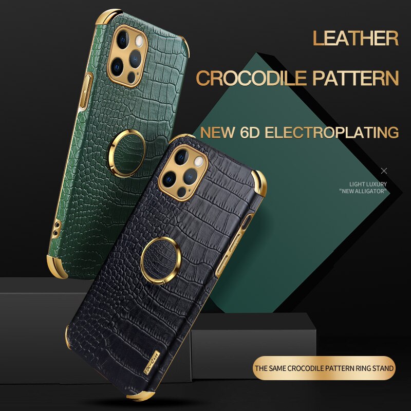 Luxury Crocodile pattern Leather Holder Phone Case For iPhone 11 12 13 Pro Max Mini X XR XSMax 7 8 Plus SE 2020 Shockproof Cover - Korvel