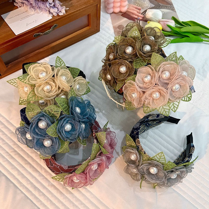 Fashionable handmade fabric exaggerated flower headwear - Korvel