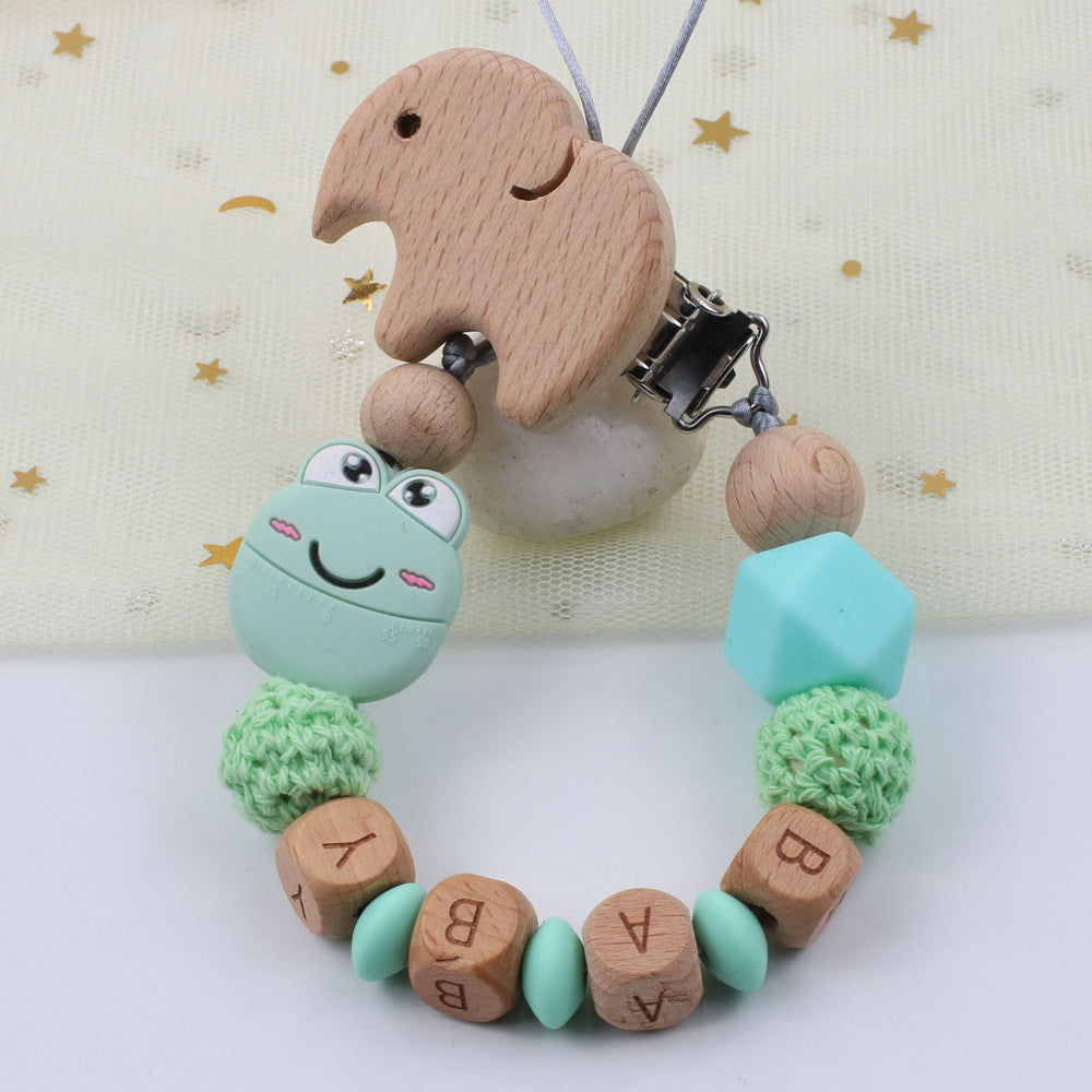 Cartoon frog silicone pacifier chain baby beech tooth glue chain toy anti-drop chain - Korvel