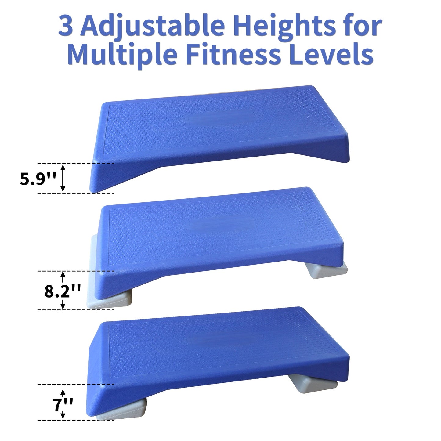 Aerobics Step Platform Height-Adjustable Fitness Equipment Stepper Trainer Exercise Step Platform Sliding Lifting Pad Blue - Korvel