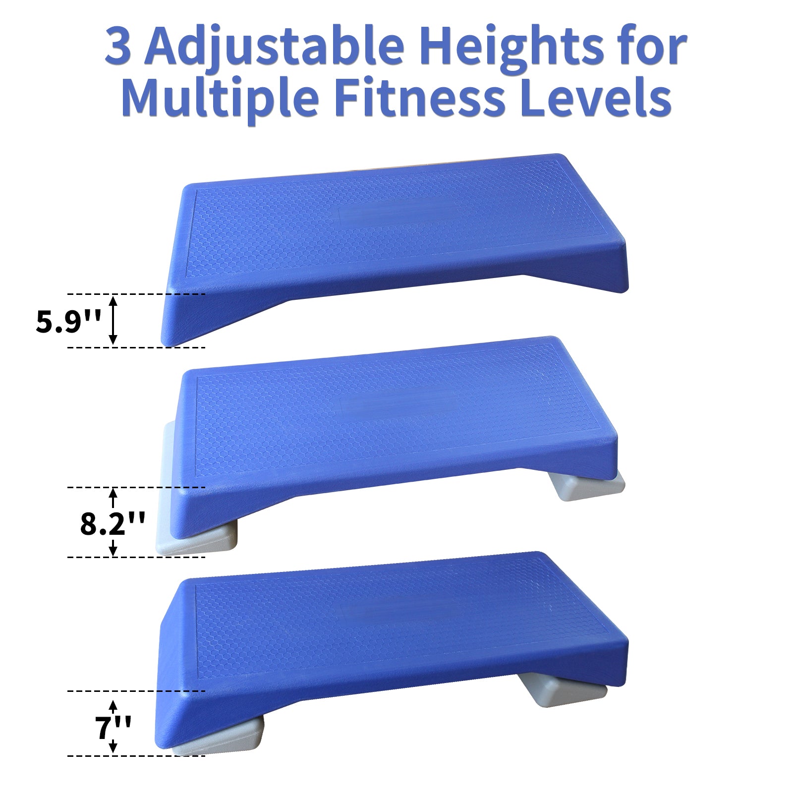 Aerobics Step Platform Height-Adjustable Fitness Equipment Stepper Trainer Exercise Step Platform Sliding Lifting Pad Blue - Korvel