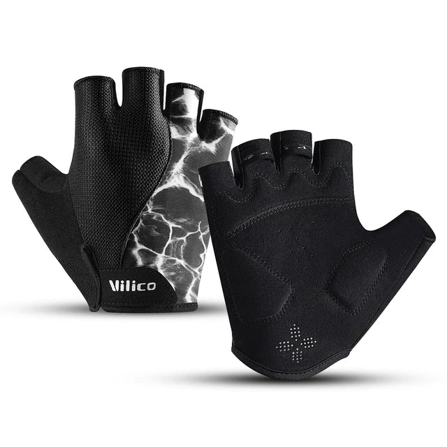 Outdoor Sports Fitness Half Finger Cycling Gloves Silicone Shock Absorbent Breathable Wear Resistant Half Finger Cycling Gloves - Korvel