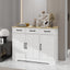 Farmhouse Buffet Cabinet Storage Sideboard with 3 Drawers and 3 Doors for Dining Living Room Kitchen Cupboard-White - Korvel