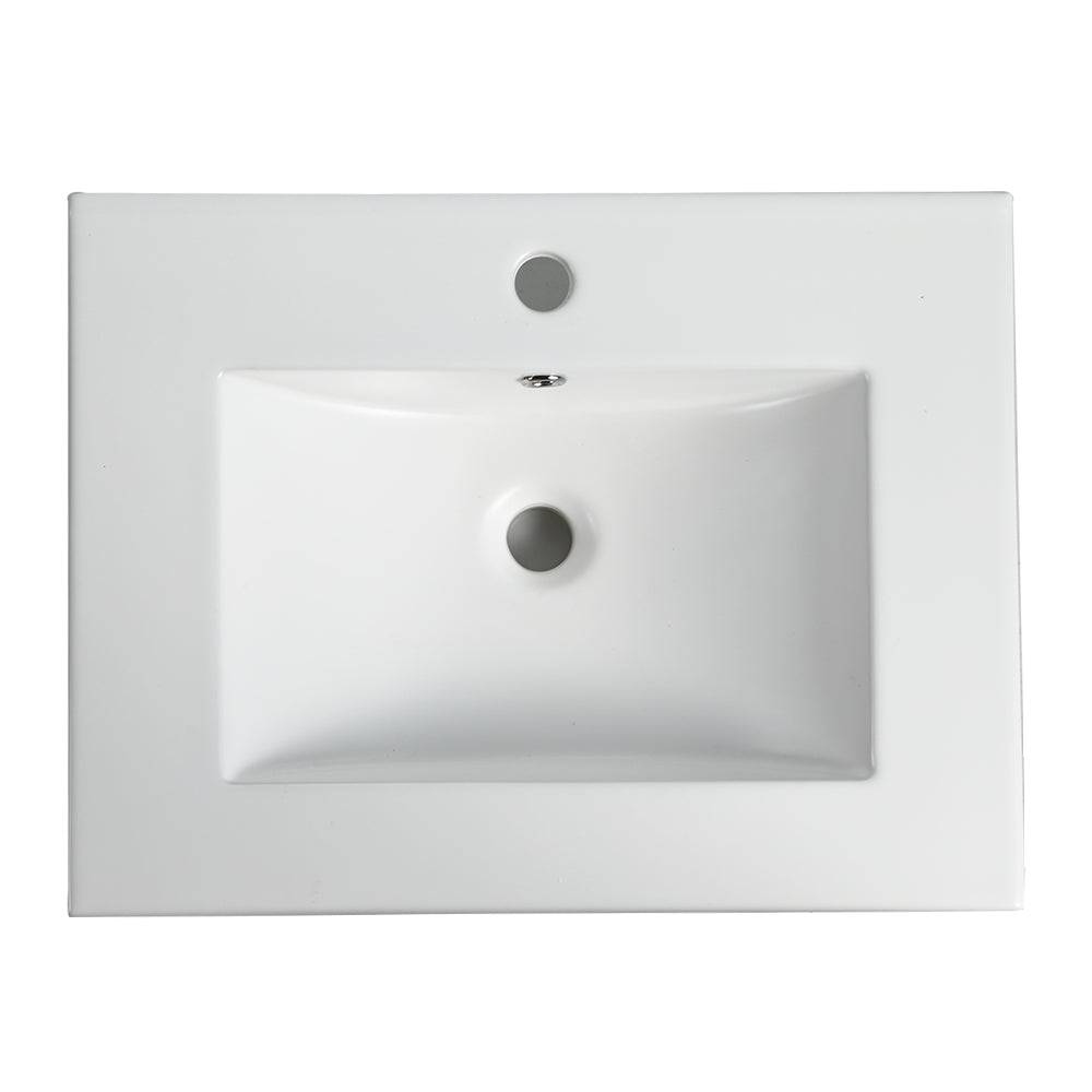 Basin de lavabo en céramique blanche premium de 24 pouces