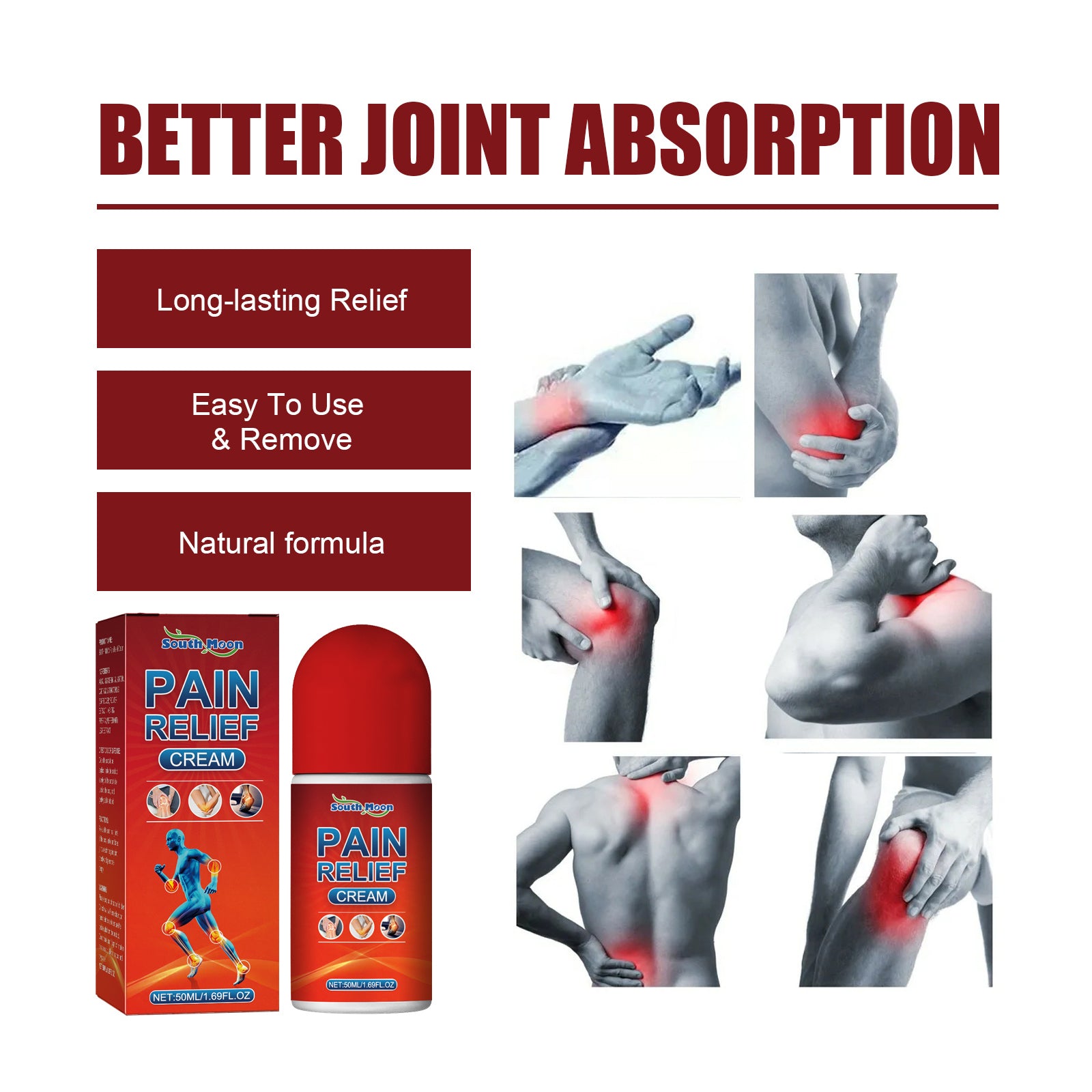 Pain Relief Cream, Elbow Shoulder Neck Knee Vertebra Waist Leg Joint Pain Relief Rolling Ball - Korvel