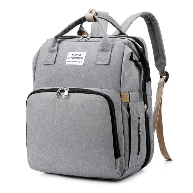 New Outdoor Folding Bag with Baby Can Sleep Mommy Bag Multi-functional Bottle Backpack Diaper Backpack - Korvel
