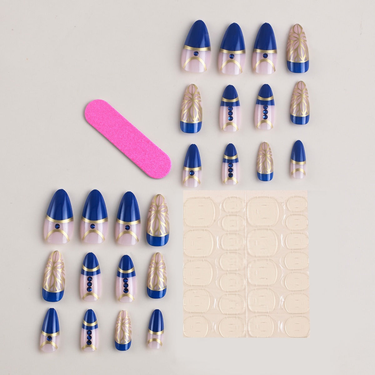 Cross-border palace style diamond wearable nail patches long gold foil nail polish wearable nail patches - Korvel
