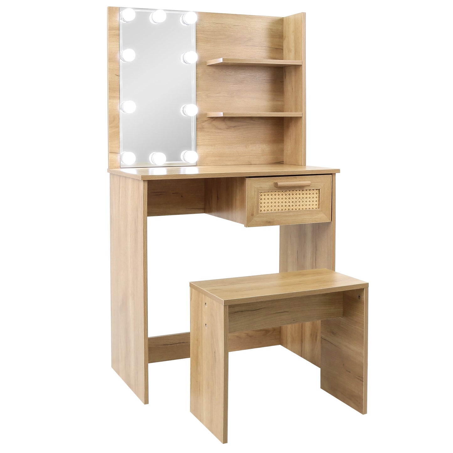 Elegant Bedroom Vanity Set with LED Mirror and Storage