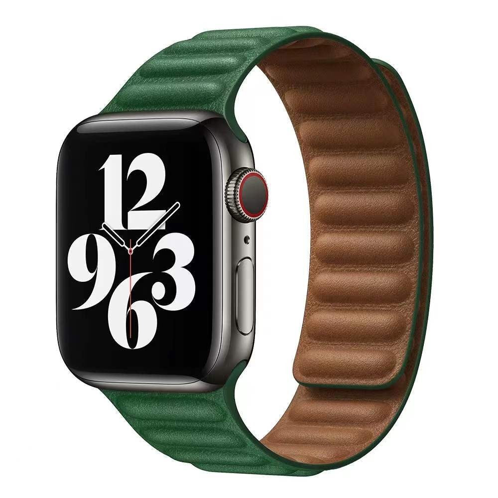 Suitable For iwatch8 Watchband S7 SE 6/5/43 Magnetic Suction New Leather Loopback Chain Apple Watch Wristband - Korvel